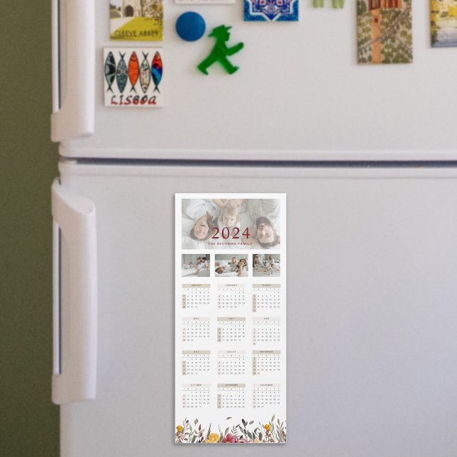 2024-Vildens fotokalender Magnetiskt kort (2024 Wild Flower Photo Calendar Magnetic Card)