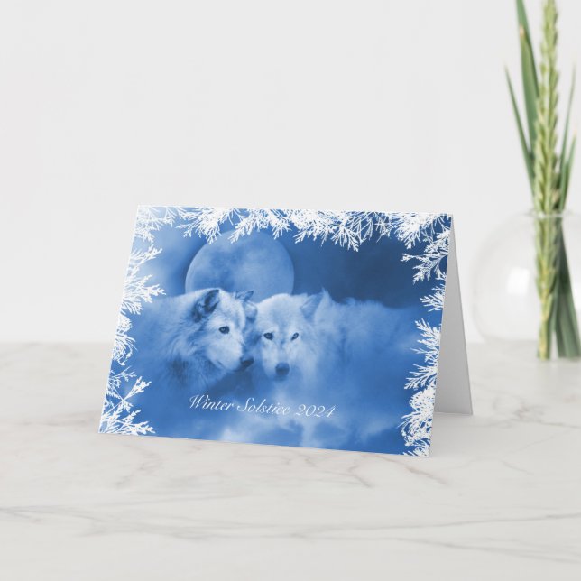 2024 Vinter Solstånd Välgångskort med Vargar Kort (Framsida)