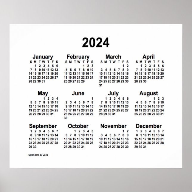 2024 Vit kalender av Janz Print Poster (Framsidan)