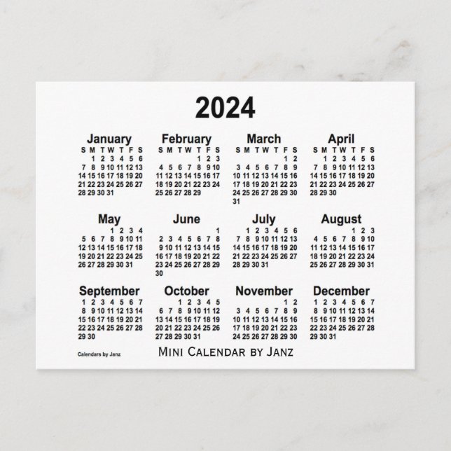 2024 Vit Mini Almanacka av Janz Vykort (Framsida)