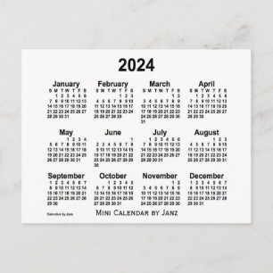 2024 Vit Mini Kalender av Janz Vykort