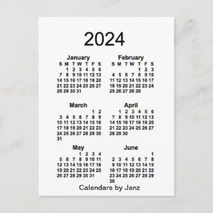 2024 Vit sexmånaderskalender från Janz Vykort