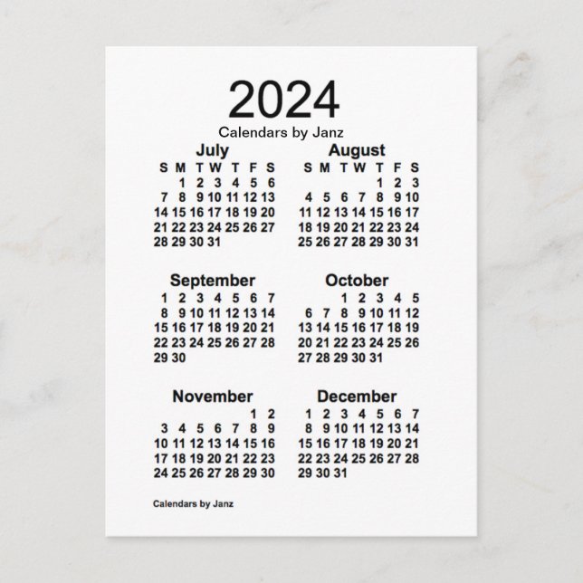 2024 Vit sexmånaderskalender från Janz Vykort (Framsida)