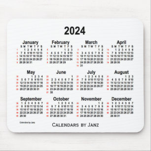 2024 Vita 52 veckors kalender från Janz Musmatta