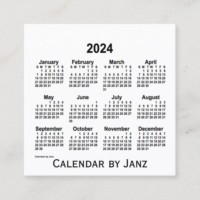 2024 Vitbok från Janz Square-Affärskortet Fyrkantigt Visitkort (Framsida)