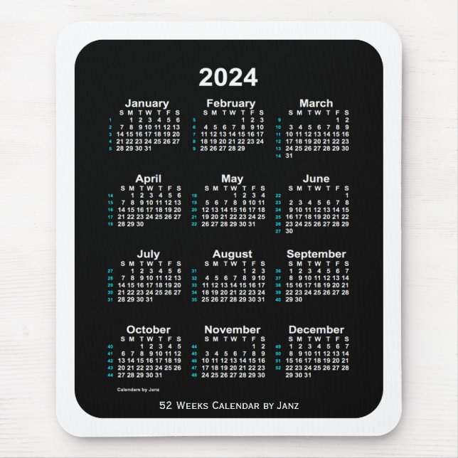 2024 Vitbok Neon 52 Veckokalender från Janz Musmatta (Framsidan)
