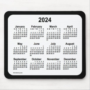2024 White on Black Calendar från Janz Two Tone Musmatta