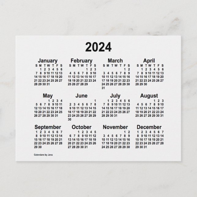 2024 White Smoke Mini Kalender av Janz Vykort (Framsida)