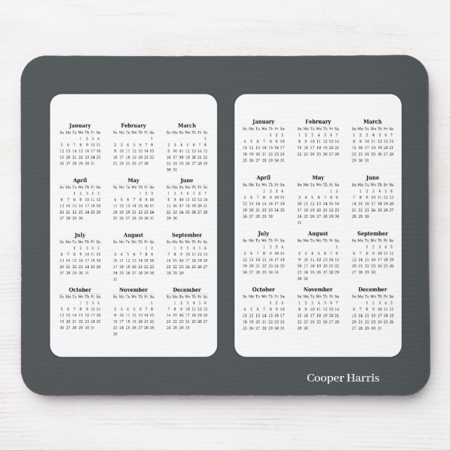 2025-2026 års Basic Black and White Calendar Musmatta (Framsidan)