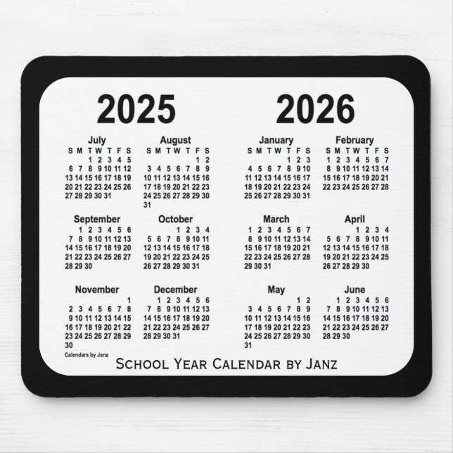 2025-2026 års kalender i Black and White School fr Musmatta (Framsidan)
