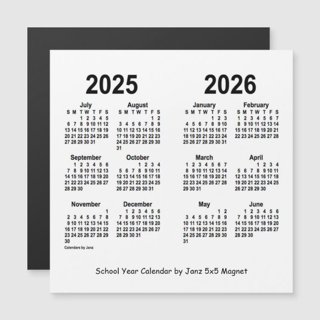2025-2026 års vitbokskalender från Janz (Fram/baksida)