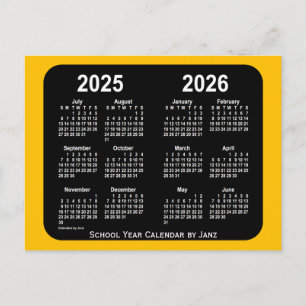 2025-2026 Guld Neon Mini School Calendar av Janz Vykort