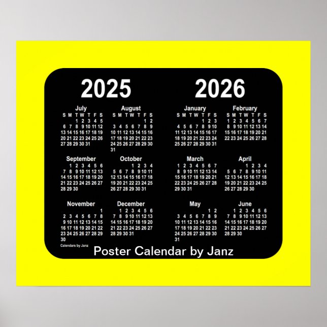 2025-2026 Gult Neon School Year Calendar by Janz Poster (Framsidan)