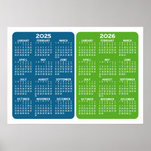 2025 2026 Kalender - Grundläggande Minimal 2 år Poster