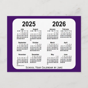 2025-2026 Lila Mini School Year Calendar by Janz Vykort