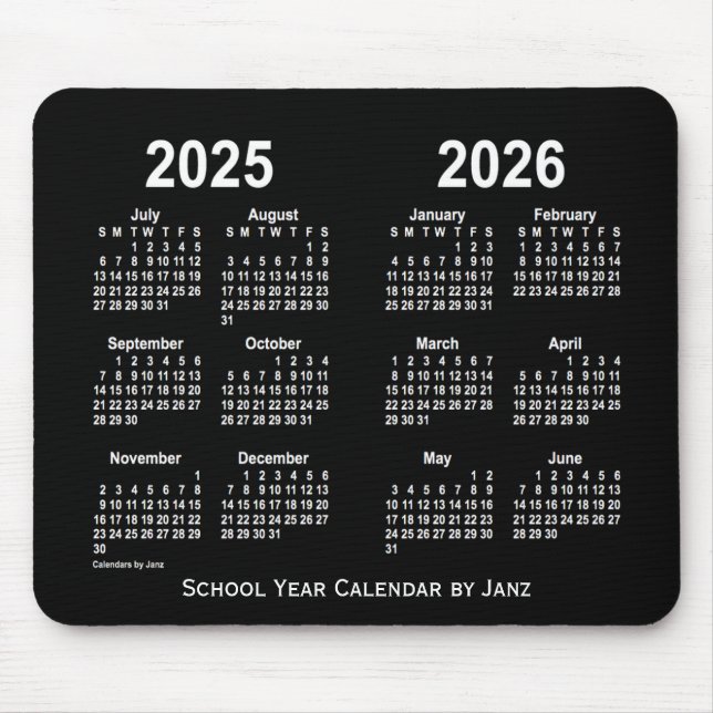 2025-2026 Neon White School Calendar från Janz Musmatta (Framsidan)