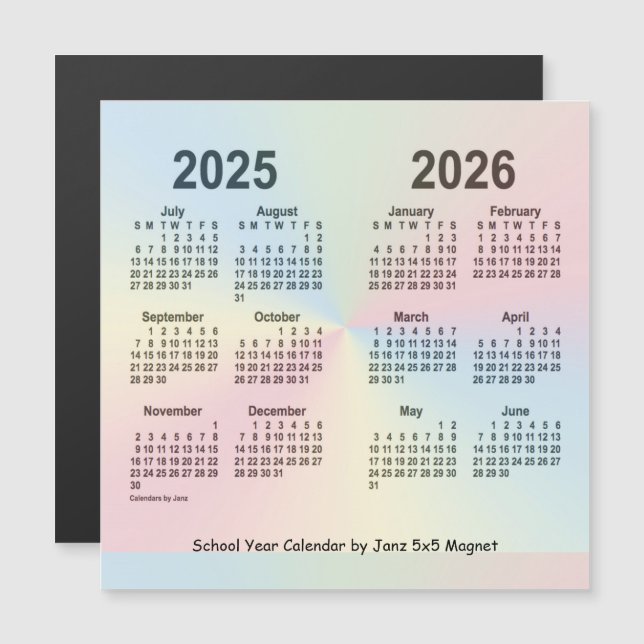 2025-2026 Regnbågsskolans årskalender från Janz (Fram/baksida)