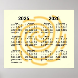 2025-2026 Soliga Dagar Skolårs Kalender av Janz Poster