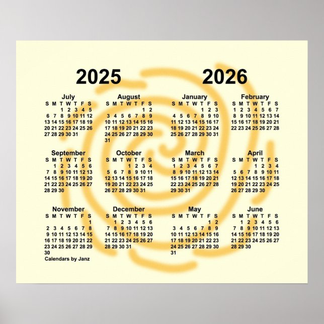 2025-2026 Soliga dagar Skolårs kalender av Janz Poster (Framsidan)