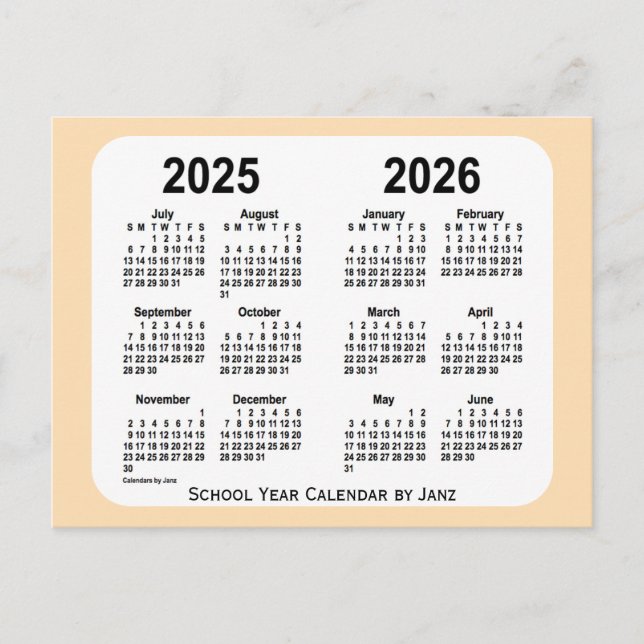 2025-2026 Wheat Mini skolkalender från Janz Vykort (Framsida)