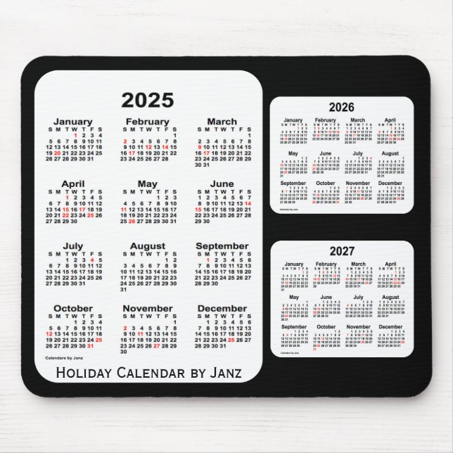 2025-2027 Black 3 Year Helgdag Calendar by Janz Musmatta (Framsidan)
