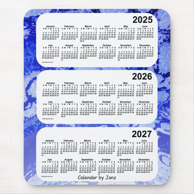 2025-2027 Blue Galaxy 3-årskalender från Janz Musmatta (Framsidan)