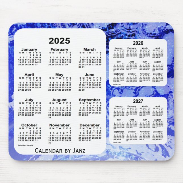 2025-2027 Blue Galaxy 3-årskalender från Janz Musmatta (Framsidan)