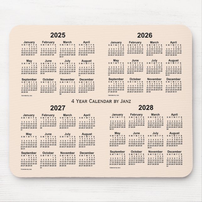 2025-2028 Antique White 4 Year Calendar av Janz Musmatta (Framsidan)