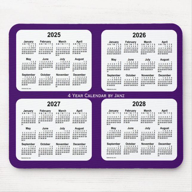 2025-2028 Lila 4-årskalender från Janz Musmatta (Framsidan)