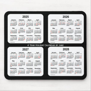 2025-2028 svartvita helgdagkalender vid Janz Musmatta