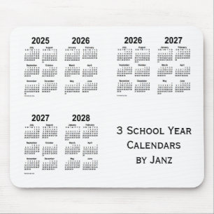 2025-2028 Vita 3-skolårskalendrar från Janz Musmatta