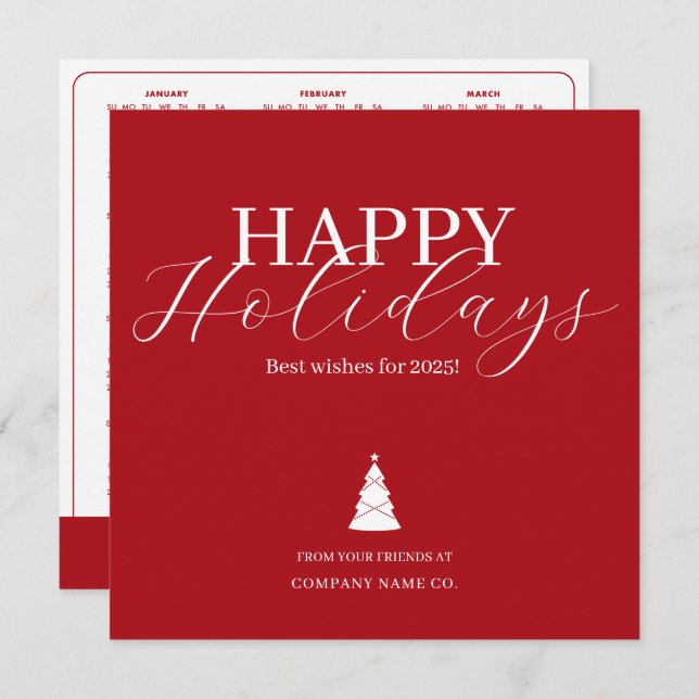 2025 Affärskort för Logotyp av kalender Julkort (Fram/baksida)