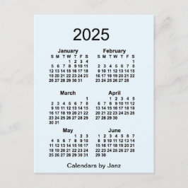 2025 Alice Blue 6 Månaders Mini Kalender av Janz Vykort