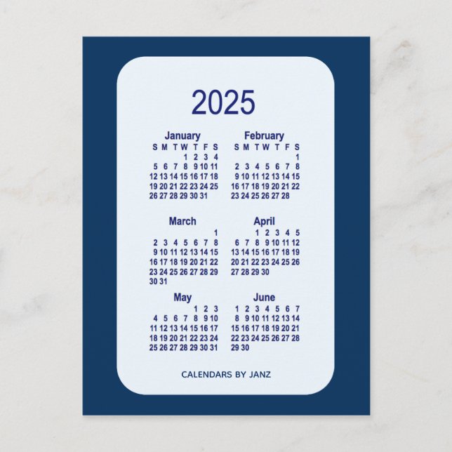 2025 Alice Blue 6 Month Mini Calendar av Janz Vykort (Framsida)