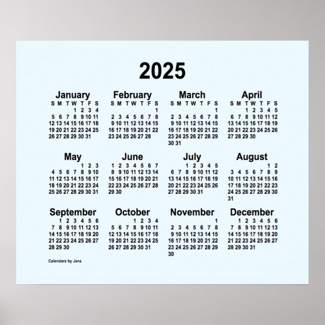2025 Alice Blue Kalender av Janz Print Poster (Framsidan)