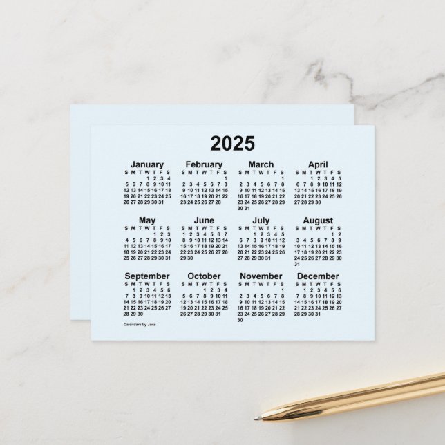 2025 Alice Blue Mini Kalender av Janz Postkort Vykort (Fram/Back In Situ)