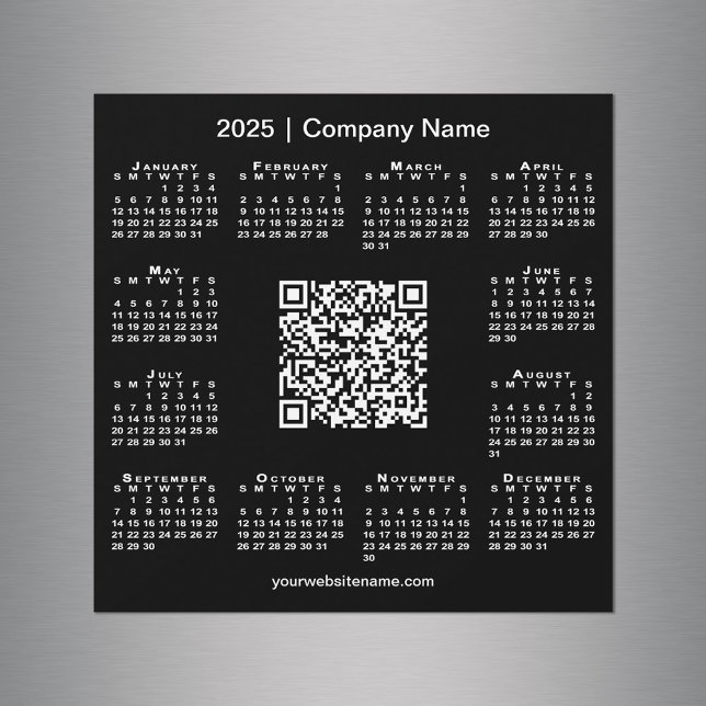 2025-Anpassningsbarna - Business QR Code Black Mag (2025 Calendar Custom Business QR Code Black Magnet in situ)