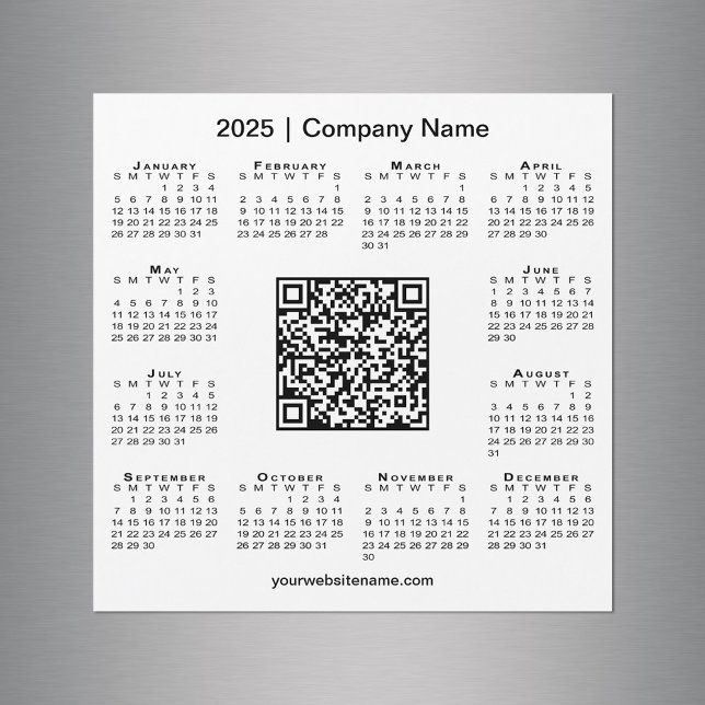 2025-Anpassningsbarna - Business QR Code White Mag (2025 Calendar Custom Business QR Code White Magnet in situ)