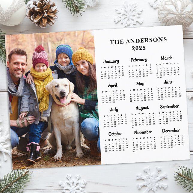 2025-Anpassningsbars fotoenkel familjekalender 12  Helg Vykort (Skapare uppladdad)