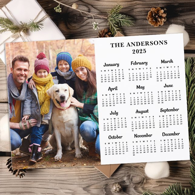 2025-Anpassningsbars fotoenkel familjekalender 12  Julkort (Skapare uppladdad)