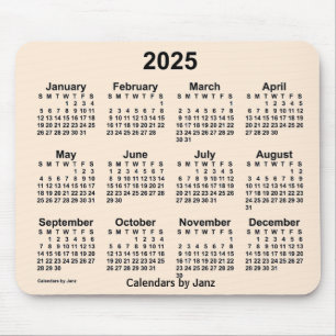 2025 Antique White Calendar av Janz Mouse Pad Musmatta