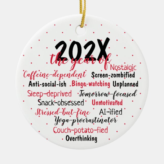 2025 året för anpassade texter julgransprydnad keramik (Framsidan)