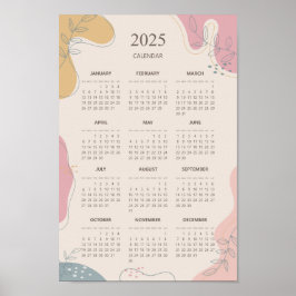 2025 Årlig Kalender Abstrakt Estetisk Minimalistis Poster