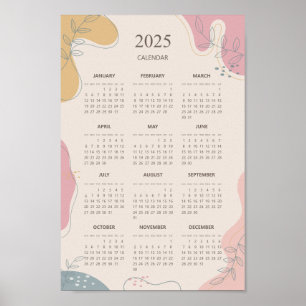 2025 Årlig Kalender Abstrakt Estetisk Minimalistis Poster