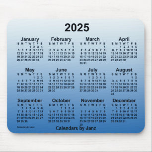 2025 års blåkalender av Janz Mouse Pad Musmatta