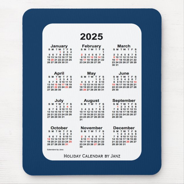 2025 års blåkalender i Helgdag-boxen från Janz Musmatta (Framsidan)