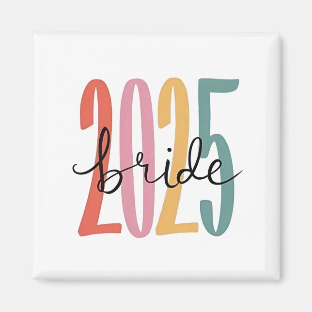 2025 års bride Bröllop-tillkännagivande Giftermål Magnet (Framsidan)