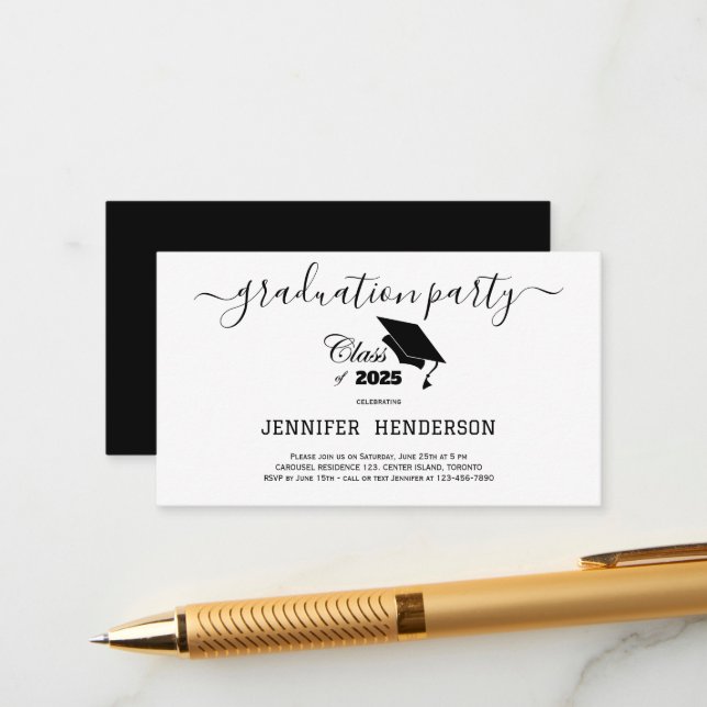 2025 års enkla klass för svart Studentfest Tilläggskort (Fram/Back In Situ)