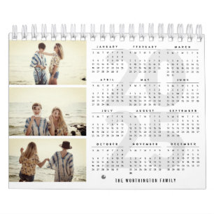 2025 års enkla, moderna multifoto-kollage kalender