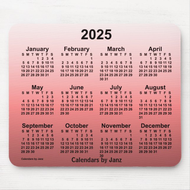 2025 års färgad kalender av Janz Mouse Pad Musmatta (Framsidan)